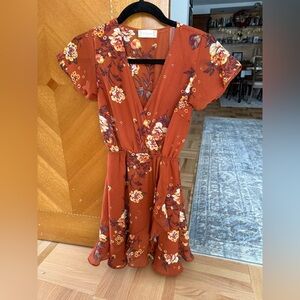 Altar'd State Rust Floral Midi Dress